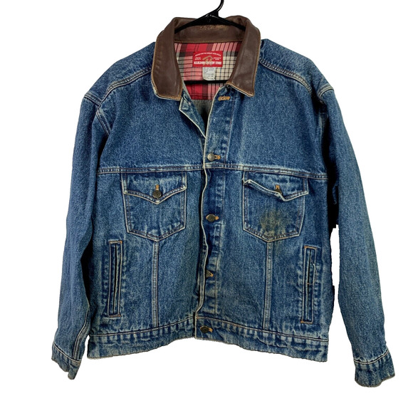 Vintage Marlboro Country Store Leather Collar Trucker Jacket Mens Medium - Picture 1 of 10
